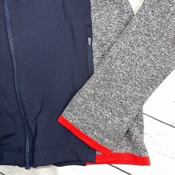 Athleta Women's Andes Full Zip Hybrid Jacket Navy Gray Heather Size Small - Picture 9 of 9